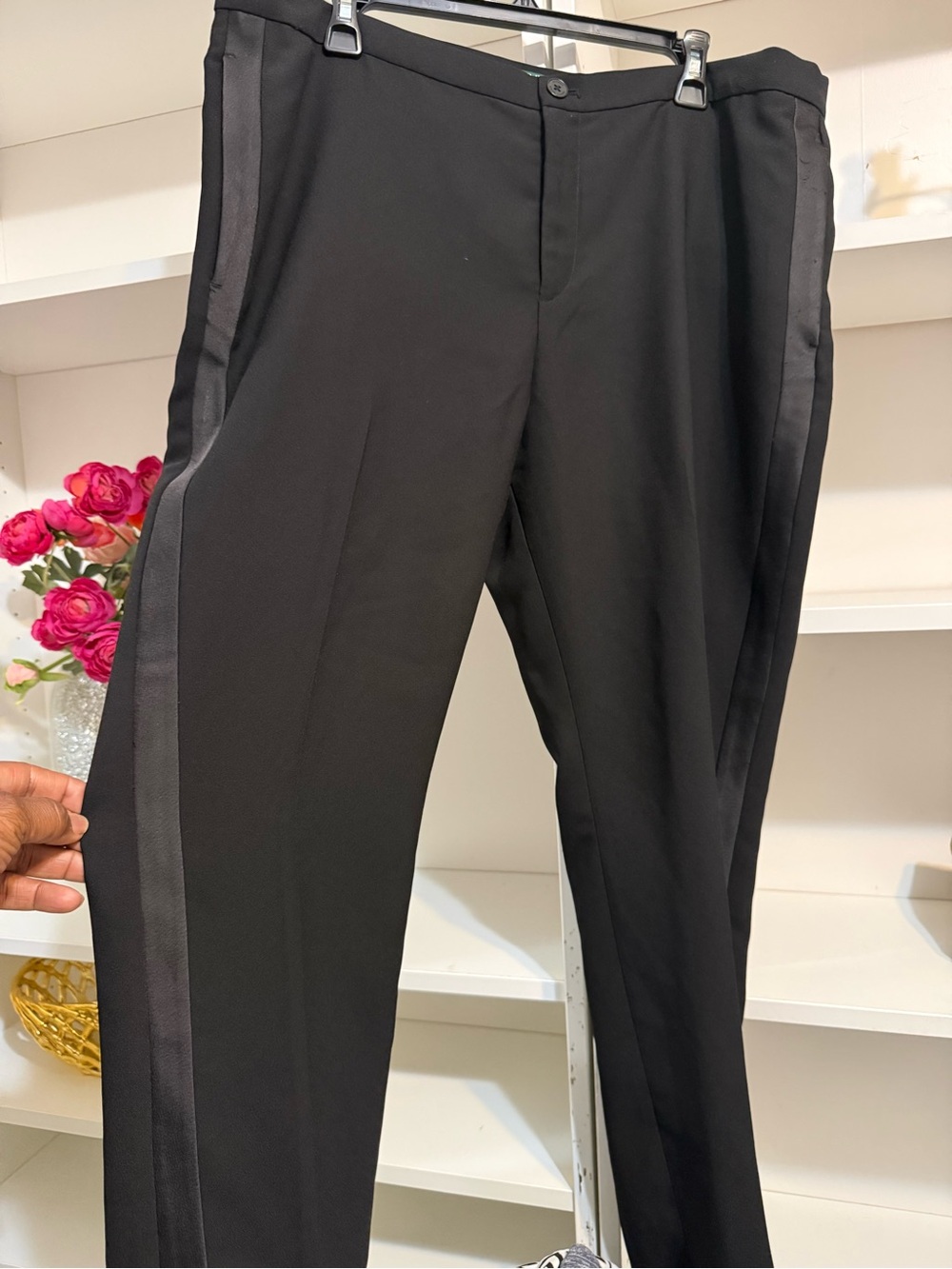 LAUREN Ralph Lauren Black tuxedo Tapered pants 16 - Picture 2 of 4